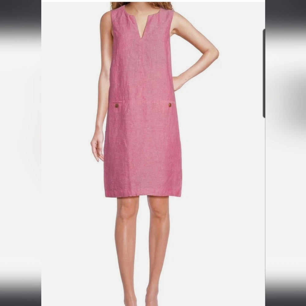 NWT J. McLaughlin Rue Dress: Linen/sleeveless: Color- Peony: Size-Large - Picture 1 of 14